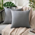 MIULEE Pack of 2 Decorative Outdoor Solid Waterproof Throw Pillow Covers Garden Farmhouse Cushion Cases for Patio Tent Balcony Couch Sofa 18x18 Inch Light Grey