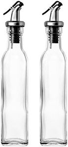 Juvale Olive Oil Dispenser – 2 Pack 250ml 8.5oz Glass Oil Bottle, Oil and Vinegar Cruet with Dispenser - Clear