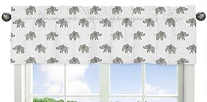 Sweet Jojo Designs Sweet Jojo Designs Grey and White Window Treatment Valance for Mint Watercolor Elephant Safari Collection