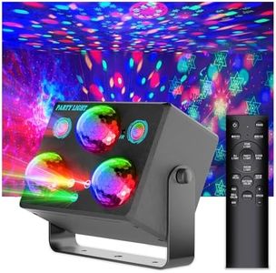 Disco Ball Party Lights,Pro 6 in 1 Disco Lights Sound Activated Dj Strobe with RGB&OGB Disco Balls,Laser Light Projector,Ocean Lamp,Star Projector,2 RGB LEDs-Perfect for Disco Glow Party Rave Dance
