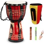 Djembe Drum, MOSEN Africa Drum Hand-Carved 8'' x 20'' Mahogany Goat skin DrumAhead for Adults Beginners(8 inch)