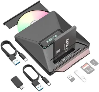 SUIDEK CD DVD Drive External, Portable CD DVD Driver +/-RW Burner with 2.5" SATA,SD Card Reader and USB A Type C Hub Compatible with Laptop PC