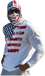 Men' Performance Fishing Hoodie Shirt UPF 50+ Sun Protection Long Sleeve UV SPF T-Shirts Rash Guard with Face Mask