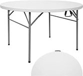 CAMP SOLUTIONS 4FT Round Table, Round Folding Table 48 inch, Bifold Round Table, Plastic Dining Table, Event Commercial Table for Wedding, Party, Garden, Patio