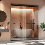 Miscoos Semi-Frameless Double Sliding Shower Door - Bypass Design, 56"-60" W x 70" H, Matte Black, 1/4" SGCC Tempered Glass with Explosion-Proof Film