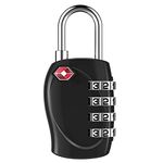 ZHEGE Suitcase Lock, Travel Padlock for Luggage, TSA Approved Luggage Lock, 4 Digit Resettable Small Combination Padlock for Backpack, Zipper, Rucksack, Gym Lockers (Black)