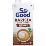 So Good Plant Based Almond Barista Edition Beverage 1 L | Lactose Free | Gluten Free | No Preservatives | Zero Cholesterol | Dairy Free| Rich Creamy Frothy for that perfect cup of Coffee/Tea/Smoothies