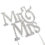 World of Sparkles 12cm 'Mr & Mrs' Cake Toppers with Silver Diamante Rhinestones Diamonds and Base Wedding Civil Marriage Party Decoration