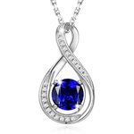 GEMLANTO 925 Sterling Silver Necklace Infinity Created Sapphire September Birthstone Necklaces for Women Birthday Anniversary Jewellery Gifts for Her Mum