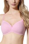 Van Heusen Women Bra - Cotton Easy Set Lycra - Anti Bacterial, Wireless, Padded, Full Coverage, Breathable, Pink Melange, 34B