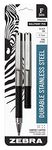 Zebra Pen F-301 Compact Ballpoint Stainless Steel Retractable Pen, Fine Point, 0.7mm, Black Ink, 2-Count