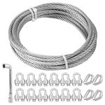 TooTaci 6mm Wire Rope, 5M Stainless Steel Cable Wire Rope, with 6mm Wire Rope Clamps, 6mm Heavy Duty Aircraft Cable Wire Kits for Outdoor Pulley Systems,Clothesline Kit,Hanging Wire for Indoor Outdoor