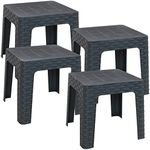 Sunnydaze 18-Inch Square Outdoor Plastic Side Table - Set of 4 - Gray