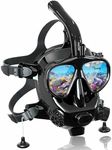 Diving Mask Full Face with Camera Mount, MODJUEGO Adjustable Scuba Mask 180 Panoramic View for Adults Anti-Fog Anti-Leak Dry Top Set (Diving Mask)
