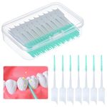 Coolshef 250 Pcs Interdental Brushes, Silicone Head Plaque Removal Tool for Teeth, Portable Oral Care Cleaning Sticks with Tooth Floss (Light Green)