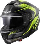 LS2 FF808 Stream II Dual Visor Full Face Motorcycle Helmet. FURY BLACK H-V YELLOW (M)