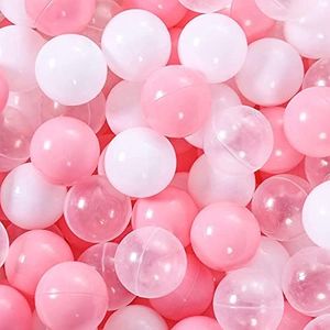 Ball Pit Balls for Kids - 100 Pieces Crush Proof Stress Balls BPA&Phthalate Free Non-Toxic Soft Plastic Ball for Baby Birthday Pool Play Water Toy Wedding Playpen Pit Accessories (100 Balls-Pink)