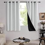 Deconovo Thermal Blackout Curtains, Double Layer Curtains with Blackout Lining, 100% Light Blocking White Curtains for Bedroom Living Room, 52 x 63 Inch(Width x Length), 2 Panels