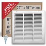 Fits 18x18 Duct Opening | Steel Return Air Filter Grille by Handua [Removable Door] for 1-inch Filters | Vent Cover Grill | White | HVAC Cold Air Intake Grille | Outer Dimensions: 20 5/8"W X 20 5/8"H