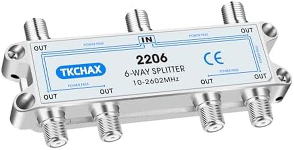 TKCHAX 6 Way Coaxial Cable Splitter,Support 10-2602MHz,RG6 RG59 Coax Compatible,Work with MoCA2.5 and MoCA3.0, CATV, Satellite TV, Antenna, HDTV and High Speed Internet