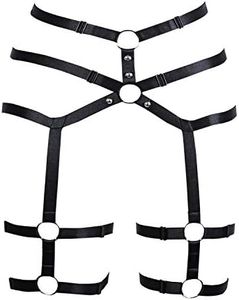 Garter Leg Belt Harness Leg Rave Thigh Garter Harness Strappy Garter Belt for Women Black, Black, 0