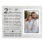 2nd Anniversary Wedding Gifts for Her Him - 2nd Anniversary Picture Frame, Anniversary Marriage Gifts for Couple, Husband or Wife, 2 Year of Marriage, Fits 4x6 Inches Photo