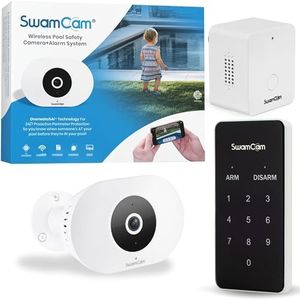 SwamCam Wi-Fi Pool Alarm Camera – ASTM F2208 Certified – Smart Pool Safety System for Inground & Above Ground Pools – Real-Time Alerts & Remote Viewing via App with Integrated Wi-Fi