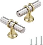 Ymaiss 12 Packs Cabinet Knobs T Bar Kitchen Dresser Knobs Drawer Pull Handles Single Hole Knobs Hardware for Drawer Dresser Cupboard Wardrobe (Silver and Gold)