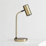 Brightech Ezra Office Desk Lamp – Wireless Charging Pad and Color Temperature Changing Light Options – Living Room or Den Table Light for Art Deco, Mid-Century, Contemporary Décor - Brass