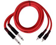 Hakuho 2 x 6.35 mm to 2RCA Cable,Dual 1/4 inch TS Stereo Jack Male to 2 RCA Male Stereo Audio Cable Splitter Adapter For Home Theater DVD Speaker Headphone Mixer Amplifier(Red) (1.5 Meter)