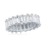 NYC Sterling Sterling Silver Emerald Cut Eternity Band Ring - Cubic Zirconia, White Gold, Cubic Zirconia