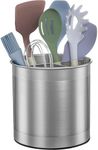 Stainless Steel Kitchen Utensil Holder - Extra Large Rotating Utensil Organizer with Stable Base and Removable Divider