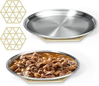 Stainless Steel Cat Dishes for Food and Water Bowls for Small Pets Relief of Whisker Fatigue -2 Sets Shallow Style