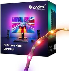Nanoleaf PC Screen Mirror LED Lightstrip, 2.5M RGB IC Zigzag Backlights, Seamless Stick to Monitors up to 32”, Smart USB-C Trimmable Strip with Direct Music Sync, Screen Mirror, Desktop App Control