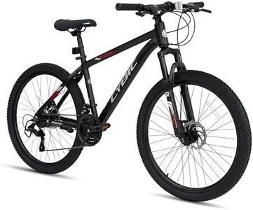 CYBIC Mountain Bike with 21-Speed, 26 Inch Aluminum Frame, Dual Disc Brake Mens and Womens Mountain Bike, Lightweight Cycling Bicycle, MTB Bicycle for Adults (Black, 26IN)