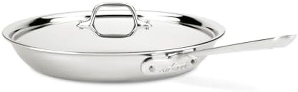 All-Clad D3 Stainless Steel Frying Pan with Lid, Tri-Ply Bonded, 12-Inch, Silver