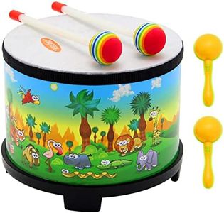 Crafteem Floor Tom Drum Musical Percussion Instrument for Kids with 2 Mallets and Color Maracas for Toddler, Children Boys & Girls Christmas Birthday Gift