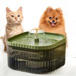Pawbabas Automatic 2.5L Capacity Pet Water Fountain for Cats and Dogs Ultra-Quiet| BPA-Free and Easy to Clean - Flower Design and Filter System| Encourages Hydration and Fresh Water Flow (Green)