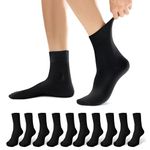 Laysblen men's dress socks Classic Cotton Solid Premium crew Socks Office Work Business Soft Comfortable Black Socks 10 Pairs 9.5-11