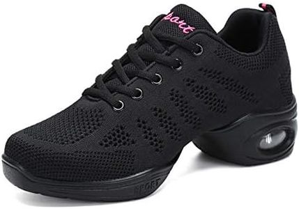RHSMQ Scarpe da Ballo Femminile Adulto Adulto Quattro Stagioni in Stile Maglia Cuscino d'Aria Traspirante Morbido Fondo Moda Sport Tempo Libero Jazz Hip Hop Quadrata Danza Moderna Danza(36, Black)