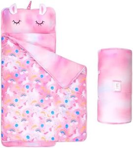 GOPHRALOVE Toddler Nap Mat with Removable Pillow and Blanket Dream Unicorns Kids Sleeping Bag with Pillow Reinforced Stitching Machine-Washable, Soft Nap Mats for Daycare, Travel, Camping 53"x21"
