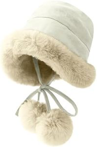 crazy bean Chapeau de Pêcheur Hiver Élégant en Cloche Bob Fausse Fourrure Femme Doux Souples Chaud Chapeaux de Seau Moelleux Bucket Hat Pliable Beige