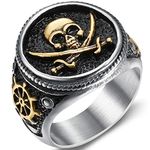 Jude Jewelers Stainless Steel Antique Vintage Skull Pirate Knife Death Halloween Cocktail Party Biker Ring, Metal, Cubic Zirconia