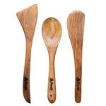 Rusabl (Pack of 3) 100% Pure Sheesham Wooden Spatulas, Premium Palta, Butter Spoon & Ladle for Cooking Dosa, Chapati, Rice, Kitchen Tools Made of Natural Wood