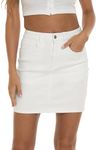 GUANYY Women's Weekend Skirts White Denim Skirt Junior High Waisted Stretchy Slim-Fit Y2k Cute Mini Jeans Skirts Casual Day White Large