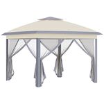 Outsunny 330cm x 330cm Pop Up Gazebo, Double Roof Foldable Canopy Tent with Zippered Mesh Sidewalls, Height Adjustable and Carrying Bag, Event Tent for Patio Garden Backyard, Beige