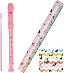 Descant Recorder Music Recorder 8 Hole flute Instrument for Kids Beginners with Cleaning Rod, Case Bag and Fingering Chart (Pink)