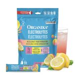 Organika Canadian-Made Electrolytes Powder with Vitamin C & Prebiotic Fibre - Sugar-Free Hydration Drink Mix - Pink Lemonade - 20 Single-Serve Sachets x 3.5g