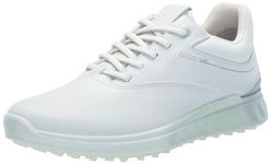 ECCO Women's S-Three Gore-tex Waterproof Golf Shoe, White/Matcha, 8-8.5