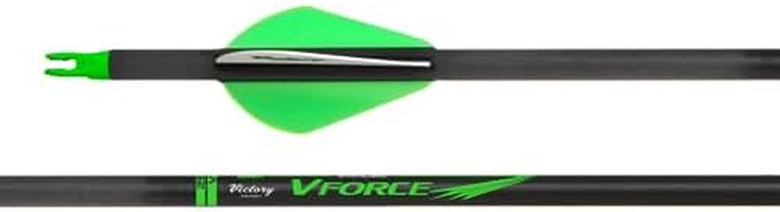 Victory Archery VForce 0.245" Standard Diameter Hunting Arrow (Spine: 350, 6 Pack Vane Fletched, Straightness ± 0.003 - Gamer - Green)